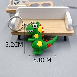 Зеленый Пвх пластиковый брелок, мультфильм динозавр, зелёные, кулон: 5.2x5 см