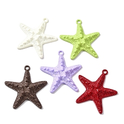 Mixed Color Spray Paint Alloy Big Pendants, Starfish Charms, Mixed Color, 59.5x56x9mm, Hole: 4mm
