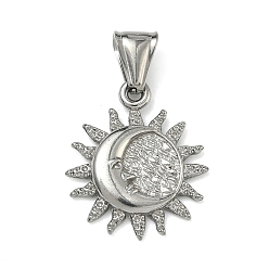 Нержавеющая Сталь Цвет 304 подвески из нержавеющей стали, солнце с лунным очарованием, цвет нержавеющей стали, 26x22x3 мм, отверстие : 4x9 мм