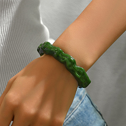 Зеленый Винтажные браслеты-манжеты из смолы для женщин, зелёные