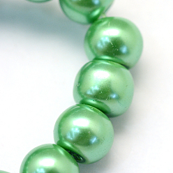 Medium Sea Green Baking Painted Pearlized Glass Pearl Round Bead Strands, Medium Sea Green, 6~7mm, Hole: 1mm, about 145pcs/strand, 31.4 inch