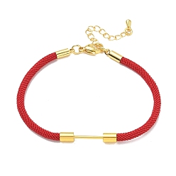 FireBrick Nylon Cord Bracelet Making, with Brass Beadable Bar, Golden, FireBrick, 6.89x0.16 inch(17.5x0.4cm)