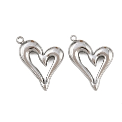 Нержавеющая Сталь Цвет 304 подвески из нержавеющей стали, сердце прелести, цвет нержавеющей стали, 23x17x3 мм, отверстие : 1.6 мм