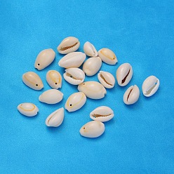 Морская Ракушка Бусины из натуральной каури, окрашенные, цвет морской раковины, Размер : длиной около 10~16 мм , шириной 10~11 мм , толщиной 3~5 мм , отверстие : 2 мм