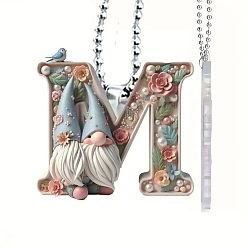 Letter M Гном акриловые подвесные украшения, для украшения зеркала заднего вида автомобиля, Буква М, Кулон : 80 мм