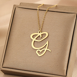 Letter G 304 ожерелья с подвеской в форме сердца из нержавеющей стали для женщин и мужчин, золотые, Буква G, 15.75~17.72 дюйм (40~45 см)