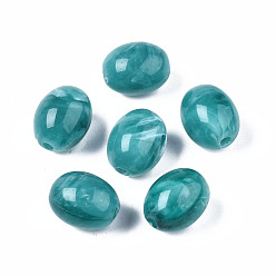 Light Sea Green Acrylic Beads, Imitation Gemstone Style, Barrel, Light Sea Green, 13x10mm, Hole: 2mm, about 550pcs/500g