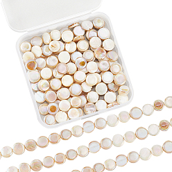 Разноцветный 4 нити гальванизированные натуральные пресноводные ракушки бусины нити, AB цвет, плоским найдено, красочный, 8x3 мм, отверстие : 0.8 мм, около 49 шт / нитка, 15.35'' (39 см)