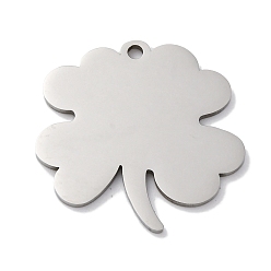 Нержавеющая Сталь Цвет 201 подвески из нержавеющей стали, лазерная резка, клевер очарование, анти-тускнение, цвет нержавеющей стали, 30x30x1.5 мм, отверстие : 2 мм