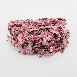Hot Pink Flower Polyester Trim Ribbon, for Curtain Lace Trimmings, Hot Pink, 3/4 inch(20mm)