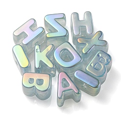 Светло-Голубой Непрозрачные радужные переливающиеся акриловые бусины, случайная буква, Небесно-голубой, 21x8.5~20.5x15 мм, отверстие : 4 мм, около 90~100 шт / упаковка