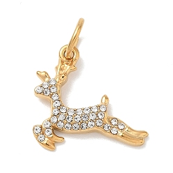 Олень Осень 304 подвески из нержавеющей стали, с кристально горный хрусталь, Подвески из серии "Маленькие животные", золотые, олень, 17.5x18.5x3 мм, отверстие : 5 мм