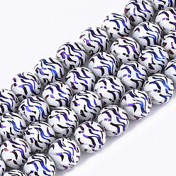 Фиолетовый Стеклянные бусины с гальваническим покрытием , круглые, фиолетовые, 10x9.5 мм, отверстие : 1.2 мм, около 30 шт / нитка, 11.2 дюйм