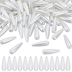 Морская Ракушка 100 шт. бусины из искусственного жемчуга из АБС-пластика, слеза, цвет морской раковины, 29.5x8.5x8.5 мм, отверстие : 1.5 мм, 100 шт