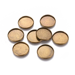 Antique Bronze Brass Plain Edge Bezel Cups, Cabochon Settings, Nickel Free, Antique Bronze, 20x2mm, Flat Round Tray: 18mm