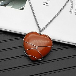 Red Jasper Natural Red Jasper Pendant Necklaces, 19.69 inch(50cm)