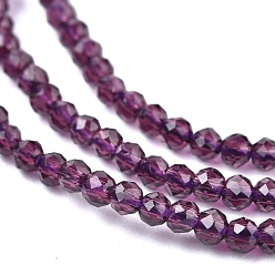 Purple Glass Beads Strands, Imitation Quartz, Faceted, Round, Purple, 2mm, Hole: 0.5mm,  about 175pcs/strand, 14.9 inch(38cm)