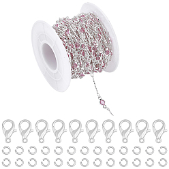 Platinum & Stainless Steel Color DIY Jewelry Making Kits, including Brass Flat Round Bar Link Chains, Zinc Alloy Lobster Claw Clasps and 304 Stainless Steel Jump Rings, Platinum & Stainless Steel Color, 5x1mm, Hole: 3mm
