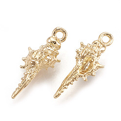 Настоящее золото 18K Латунные подвески, без кадмия, без никеля и без свинца, реальный 18 k позолоченный, спиральная оболочка, 16.5x6x5 мм, отверстие : 1 мм