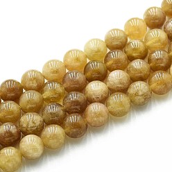 (932FM) Темно-синий аква-матовый с подкладкой Природного кварца нитей бисера, окрашенные, круглые, имитация цитрин, темно-золотистые, 10~10.5 мм, отверстие : 1~1.2 мм, около 37~38 шт / нитка, 14.76~15.16 дюйм (37.5~38.5 см)