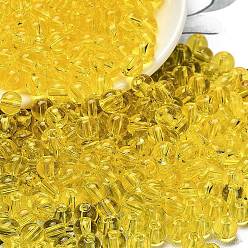 Золотистый Стеклянные бусины прозрачных цветов, круглые, золотые, 4.5x4 мм, отверстие : 1 мм, Около 5000 шт / фунт