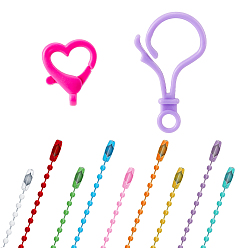 (52) Непрозрачная лаванда 170шт 3 стили изготовление ювелирных изделий своими руками наборы для поиска, включая цепочки из железных шариков и цепочки с бирками., защелка для пластиковой двери, брелок-застежка, смолы омара коготь застежками, разноцветные, 96~98x2 мм