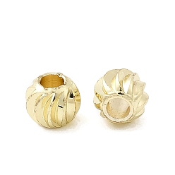 Настоящее золото 18K Рифленые круглые латунные бусины, долговечный, стойки покрытие, без свинца и без кадмия, реальный 18 k позолоченный, 5x4 мм, отверстие : 2 мм