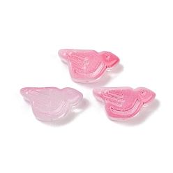 Бледно-фиолетовый Красный Прозрачные стеклянные бусины, птица, спекающийся лак, бледно-фиолетовый красный, 10x20x8 мм, отверстие : 1.2 мм