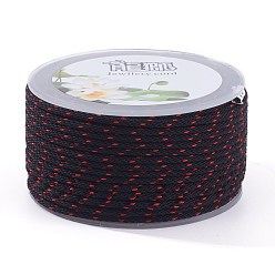 Черный Полиэстер плетеные шнуры, для изготовления ювелирных изделий из бисера, чёрные, 2 мм, около 21.87 ярдов (20 м) / рулон