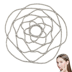 Платина Сплав горный хрусталь оголовье, аксессуары для волос для женщин и девочек, цветок, платина, 225x3 мм