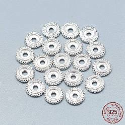 Silver 925 Sterling Silver Granulated Spacer Beads, Silver, 8x2mm, Hole: 1.8mm