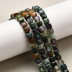 (RRHB277) Кристалл на подкладке из медово-бежевого цвета Природного индийского агата бисер нитей, граненый стол, вырезанный куб, 5~6x5~6x5~6 мм, отверстие : 1.2 мм, около 61 шт / нитка, 12.20~12.80'' (31~32.5 см)