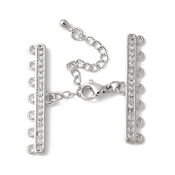 Платина Удлинитель цепи из латуни с прозрачным кубическим цирконием, стойки покрытие, долговечный, без свинца и без кадмия, прямоугольные, платина, 69 мм, отверстие : 1.2 мм