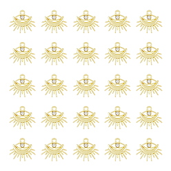 Light Gold 40 pendentifs en alliage pcs, avec strass cristal, Charmes d'oeil, or et de lumière, 17.5x20x2.5mm, Trou: 1.8mm