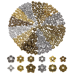 (52) Непрозрачная лаванда 360 шт 12 стили тибетский стиль сплава бусины цветочные колпачки, разноцветные, 6~10x6~10x2~4 мм, отверстие : 1~2 мм, 30 шт / стиль
