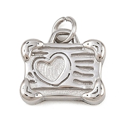 Нержавеющая Сталь Цвет 304 прелести нержавеющей стали, камера с сердцем, с целью перехода в кольце, цвет нержавеющей стали, 10.5x11.5x3 мм