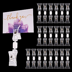 Прозрачный Пластиковые держатели для карточек-вывесок с двумя зажимами для ценников и этикеток, прозрачные, 92x22x17 мм