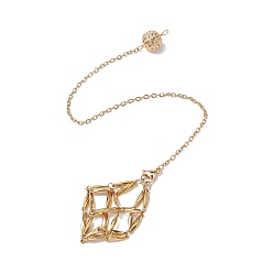 Золотой Плетеная цепочка из нержавеющей стали, сумка для макраме, пустой держатель для камней, биолокационные маятники, золотые, 240 мм, отверстие : 3 мм