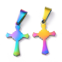 Rainbow Color Ионное покрытие (ip) 304 подвески из нержавеющей стали, крестик, Радуга цветов, 19x12.5x1.3 мм, отверстие : 3.5x7 мм
