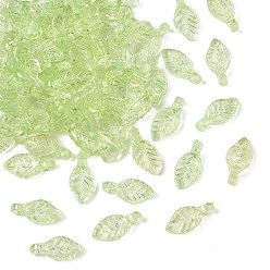 Светло-зеленый Прозрачные акриловые брелоки, лист прелести, светло-зеленый, 10.5x5x3.5 мм, отверстие : 1.2 мм
