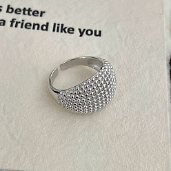 Платина Круглые бусины 925 регулируемые манжеты из стерлингового серебра для женщин, платина, внутренний диаметр: регулируемый