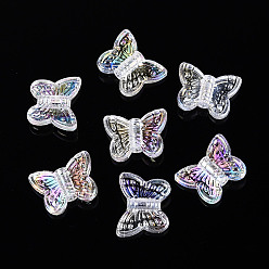 Прозрачный АВ Прозрачные пластиковые бусины, бабочка, с покрытием AB цвета, ясно AB, 11x14x3.5 мм, отверстие : 1.8 мм, Около 2777 шт / 500 г