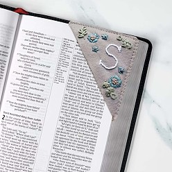 Letter S Вышивальные уголки-закладки, персонализированная закладка с ручной вышивкой, Маркер страницы в виде треугольника из фетра в виде цветка, для учителей любителей чтения книг, квадратный, letter.s, 95x95 мм