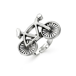 Bicycle Винтажные металлические манжеты с открытыми кольцами, античное серебро, велосипед, 15~20 мм