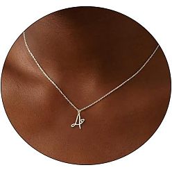 Letter A Модные латунные ожерелья с подвеской в виде сердца для женщин, платина, буква a, 16.54 дюйм (42 см)