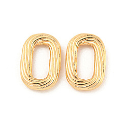 Real 18K Gold Plated Brass Linking Rings, Cadmium Free & Nickel Free & Lead Free, Textured Oval, Real 18K Gold Plated, 16.5x11x3mm, Inner Diameter: 10x4.5mm