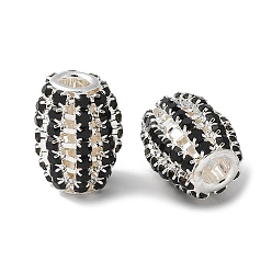 Платина Латунные бусины со стразами , долговечный, стойки покрытие, без кадмия и без свинца, колонка, платина, 20x15 мм, отверстие : 4 мм