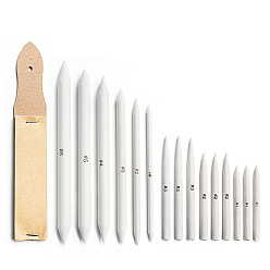 Белый Блендеры для бумажного искусства, художники студент эскиз инструменты рисования, принадлежности для рисования, с блоком наждачной бумаги, белые, 6.3~15 см, 16 шт / комплект