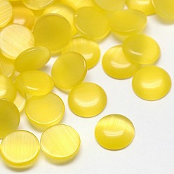 Желтый Кабошоны кошачьего глаза, полукруглый, желтые, 20x3.5~5 мм