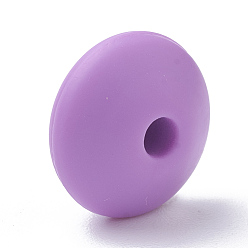 Medium Orchid Food Grade Eco-Friendly Silicone Beads, Chewing Beads For Teethers, DIY Nursing Necklaces Making, Rondelle, Medium Orchid, 12x6~7mm, Hole: 2mm